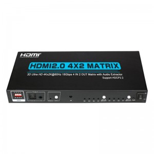 V2.0 HDMI 4x2 Maitrís Tacaíocht Ultra HD 4Kx2K @ 60Hz HDCP2.2 18Gbps Le Sliocht Fuaime