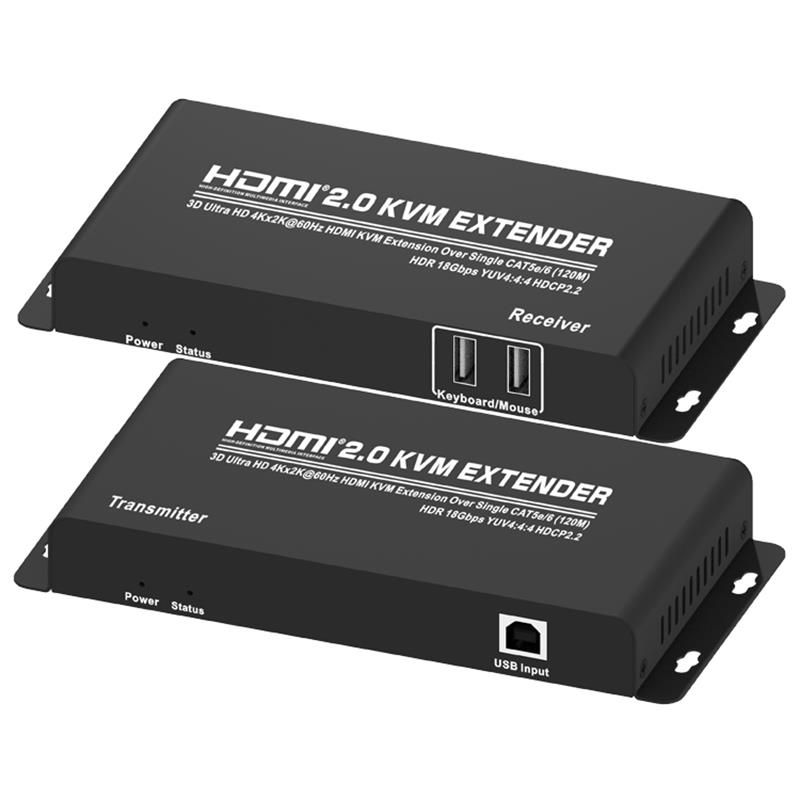 Extender HDMI 2.0 KVM 120m thar CAT5e \/ 6 Aonair Tacaíocht Ultra HD 4Kx2K @ 60Hz HDCP2.2