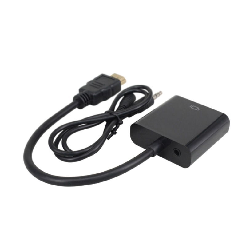 1080P HDMI VGA 15cm Cable 3.5mm audio White/Black Color